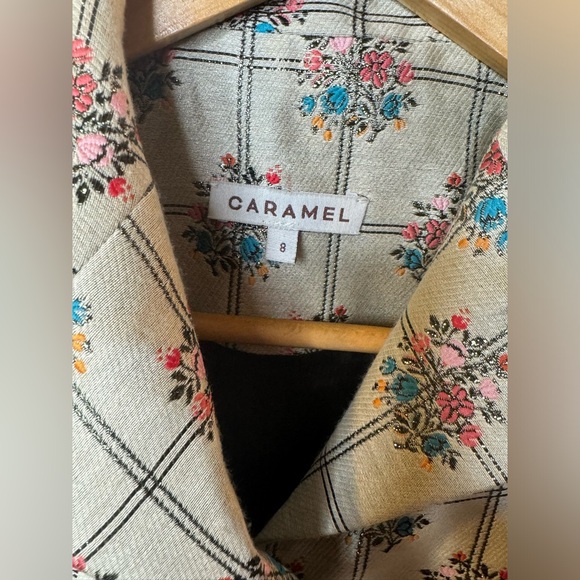 Caramel UK Women’s Blazer luxury British fashion suit jacket floral metallic - Picture 3 of 6